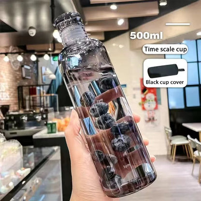 Newest Water Cup Sport Water Bottle With Time Scale Couple Plastic Portable Water Container Anti-drop Outdoor Water Bottle