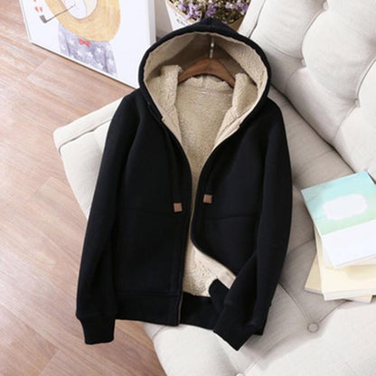 Women's Sweatshirt Pants Suit Autumn and Winter Warm Long-sleeved Fleece Thick Hoodie Coat Jogger Pants Sportswear Two-piece Set.