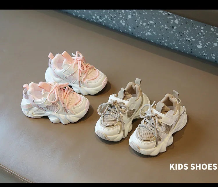 Girl Child Sport Shoe 2024 Spring Mesh Breathable Toddlers School Running Sneakers Fashion Non-slip Kids Boys Basketball Shoes.