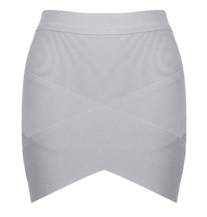 42CM Length Bandage Skirts Women Sexy High Waist Bodycon Mini Asymmetric Skirt Elastic High Street Evening Club Party Bottoms.