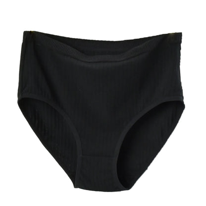 1pc Women's Cotton High Waist Panties – Vertical Stripe Plus Size Underwear Breathable Solid Lingerie Shorts Simple Lady Briefs.