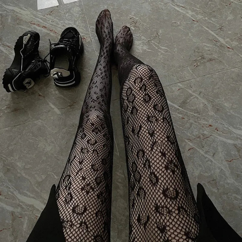 Sexy Fishnet Stockings Black Lolita Body High Socks Kawaii Long Fish Net Pantyhose Mesh Tights Lingerie Skin JK Waist Hosiery