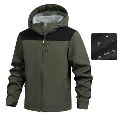 Jacket Coat Winter Soft Case Male Outdoor Sports Hooded Coat Multi-pocket Inside Fleece Casual Waterproof Windproof Sport Jacket.