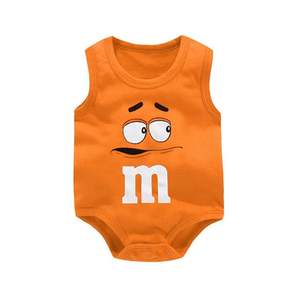 0-24M Neugeborenen Baby Baumwolle Body für Jungen und Mädchen Brief Drucken Lustige M Ärmellose Baby Strampler Sommer weiche Kleinkind Onesie