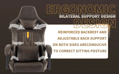 SUKIDAGaming-Stuhl, Computerstuhl, ergonomischer Gaming-Stuhl mit Fußstütze, Bürostuhl, ergonomischer Computerstuhl mit Lordosenstütze