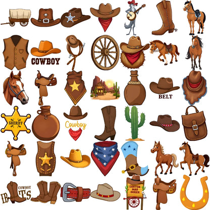 63 Stück Western Cowboy Temporäre Tattoos Wasserdicht Langlebig Körper Arm Fake Tattoo Einweg Tattoo Aufkleber für Männer Frauen.
