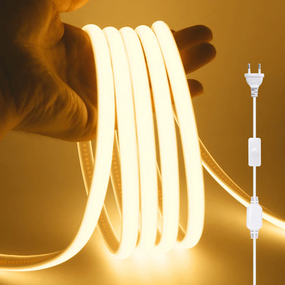 220V COB LED Light Strip Waterproof With EU Plug Red/Blue/Pink/Green Home Outdoor Garden Lighting Flex Silicone Tube Neon Lamp