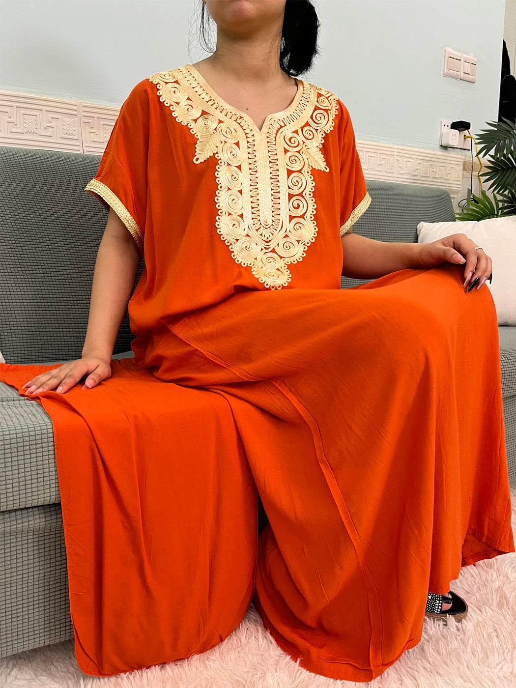 Muslimische Reine Abayas Für Frauen Dubai Baumwolle Applikationen Lose Fit Femme Robe Türkei Islam Traditionelle Kleider Mit Kopftuch Turban.