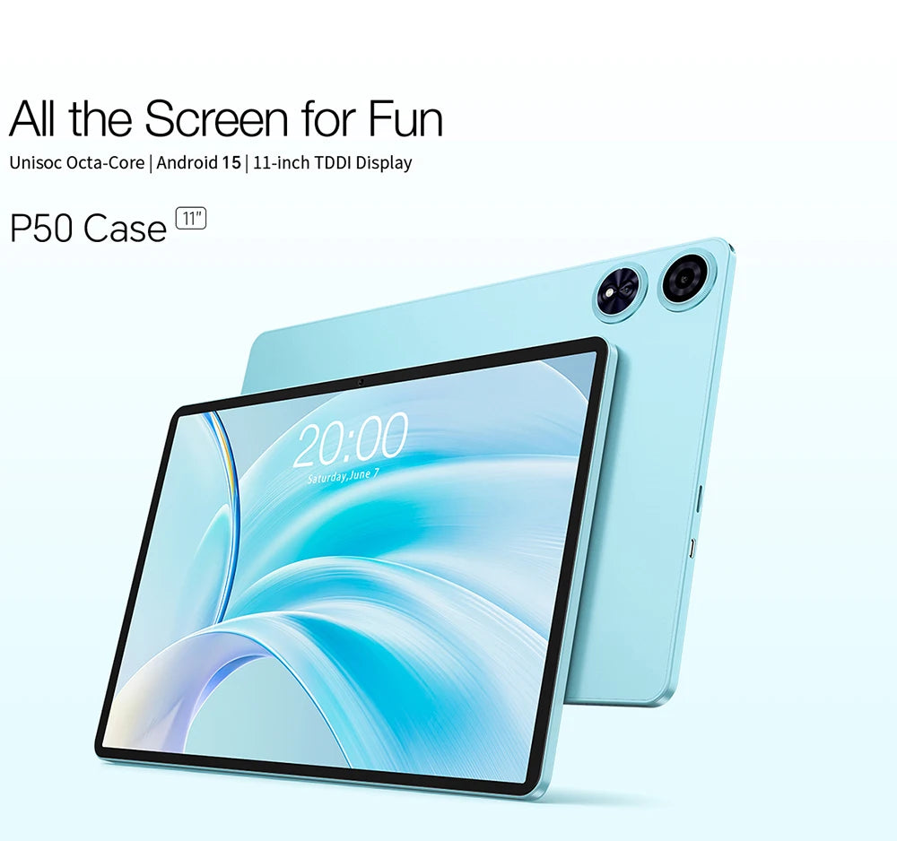 Teclast Tablet P50 Case Android 15 11" T606 8-Core Max 12GB RAM 128GB ROM P50 Case/Keyboard/Mouse/Stylus/Headphone/Stand.