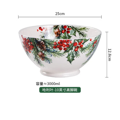 1PC Creative Kitchen Ceramic Plates Exquisite Christmas Tableware Steak Pasta Salad Plates High-quality Ceramic Dinner Plates