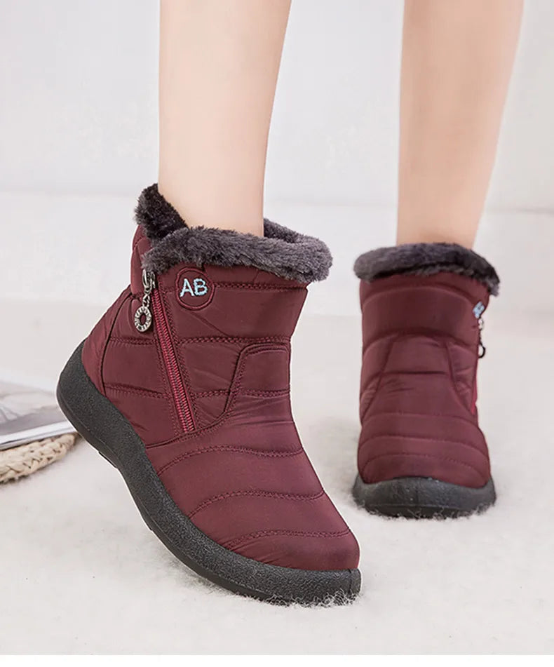 Women's Boots Women's Ankle Boots With Fur Winter Shoes Women Low Heels Winter Boots Snow Waterproof Botas Mujer Winter Footwear.
