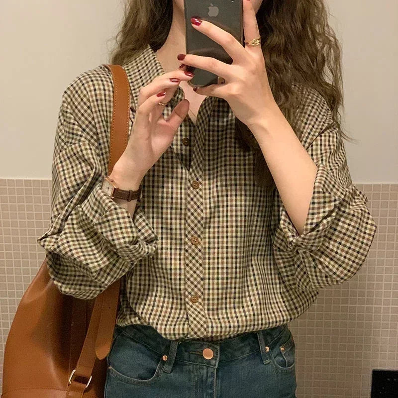 Fashion Casual Women's Plaid Shirt Autumn New Boutique Ladies Blouse and Tops Female Long Sleeve Blouses Clothes
