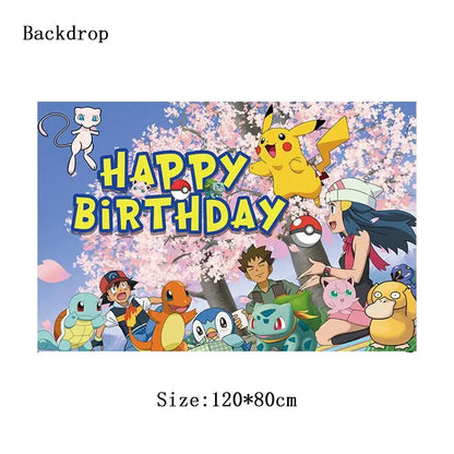 Pokemon Thema Geburtstag Party Dekoration Lieferungen Cartoon Pokemon Gehen Geschirr Tassen Teller Pikachu Ballon Für Baby Dusche Gefälligkeiten.