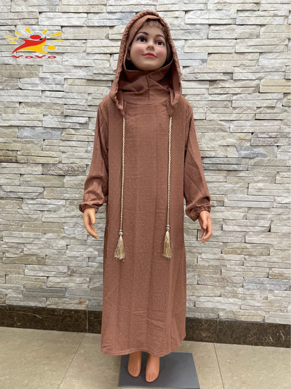 Eid Kids Cotton Prayer Garment Dress Muslim Girls Long Khimar Hijab Turkey Abaya Dresses Islamic Dress Full Cover Robe Ramadan.