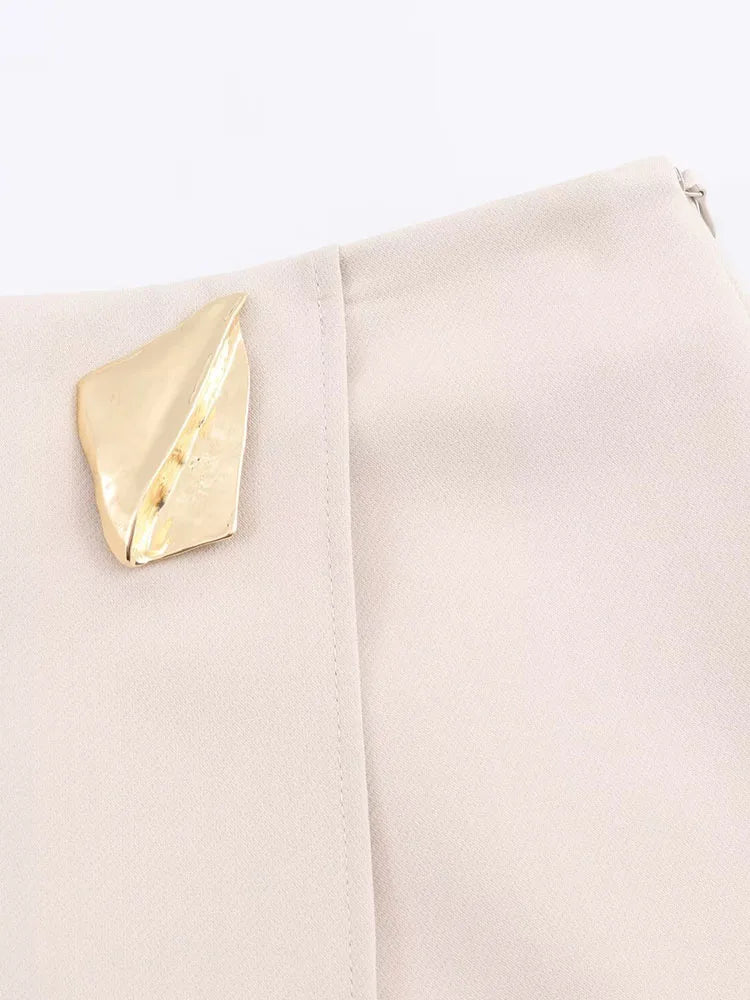 2025 Women Summer Shorts Skirts Casual Solid High Waist Side Zipper Asymmetry Female Elegant Street Shorts Clothing.