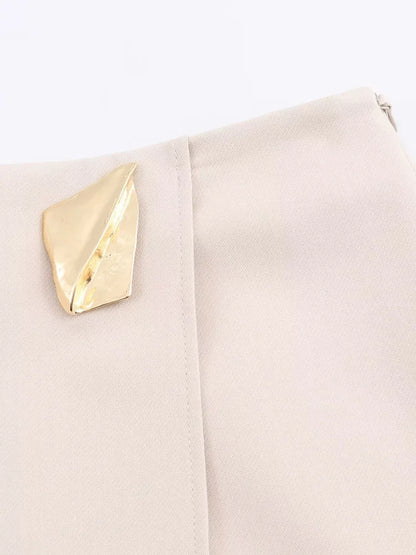 2025 Women Summer Shorts Skirts Casual Solid High Waist Side Zipper Asymmetry Female Elegant Street Shorts Clothing.