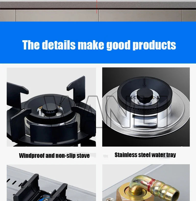 DC330 Gas Stove Household Desktop Embedded Double Stove Natural Gas Liquefied Gas Stove/Toughened Glass Panel