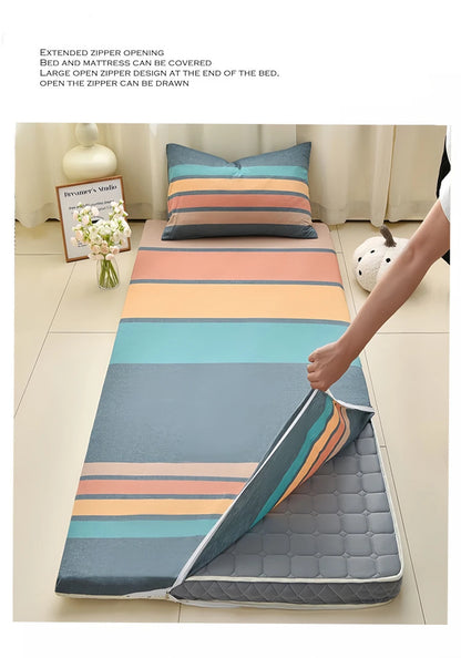 WOSTAR Geometric printed mattress protector cover with zipper fully enclosed single bed sheet pure cotton protection pad 90x190.