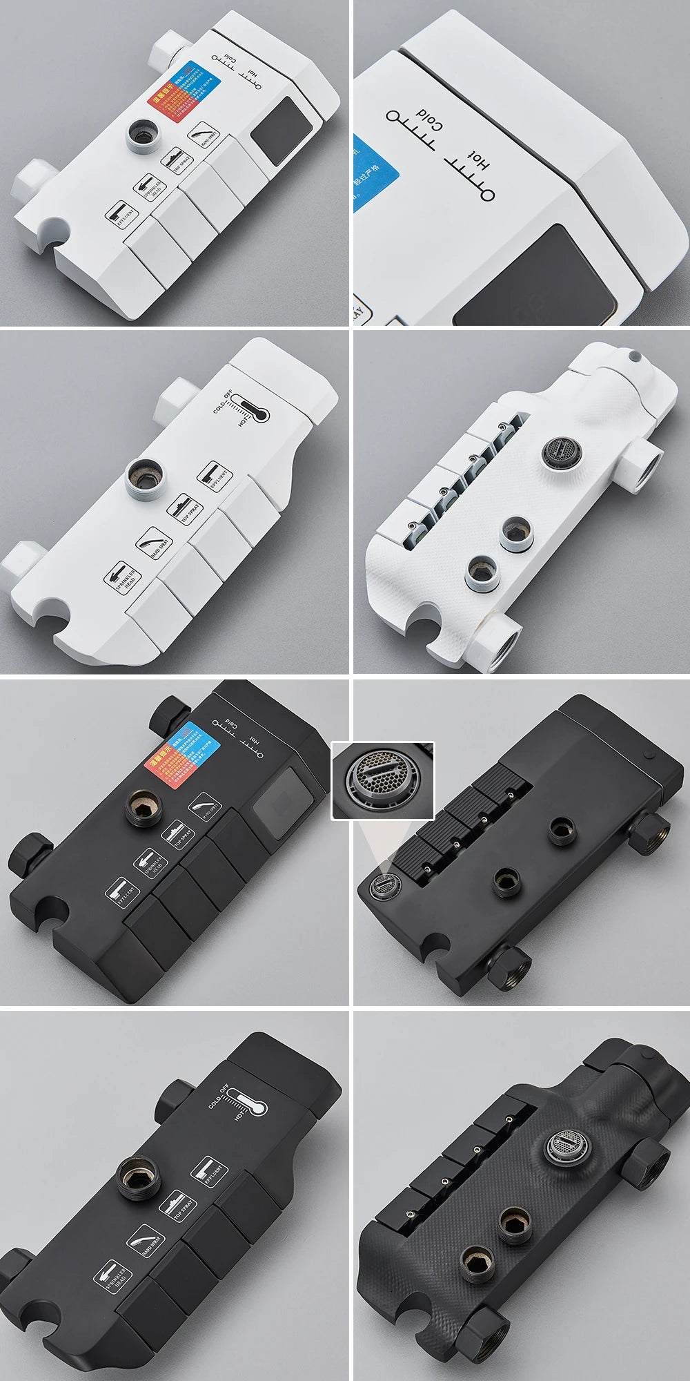 Rozin Black Smart Digital Display Shower Faucet Set Piano Style Rainlfall Bathroom System Grey Digital Mixer Tap Bidet Shower