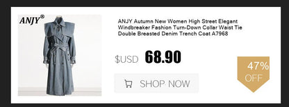 ANJY Autumn Winter Women Fashion Casual Versatile Washed Tide Diamonds Straight Jeans Trend Design Sense High Waist Pants A10636.