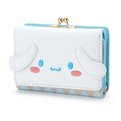 Sanrio Hello Kitty Bag Kawaii Cinnamoroll My Melody Kuromi Casual Fashion PU Leather Wallet Cute Folding Card Bag Birthday Gifts