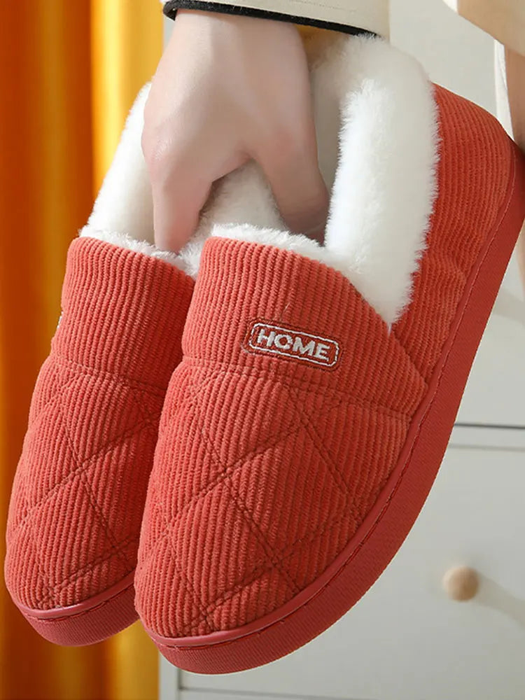 Shevalues Women Plush Slippers Winter Warm Fur Antiskid Cloud Slippers Outdoor Breathable Thick Flat Sole Slipper Home Slippers.