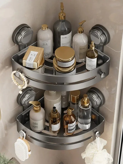 Waschraum-Saugnapf ohne Stanzen, dreieckiges Lagerregal, Badezimmer, Toilette, Ecke, Handtuch, Duschgel, Lagerregal