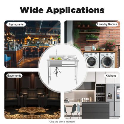 [Edelstahlspüle] 201 Edelstahlspüle – 100 x 60 x 93 cm – für gewerbliche Räumlichkeiten – tiefes Becken