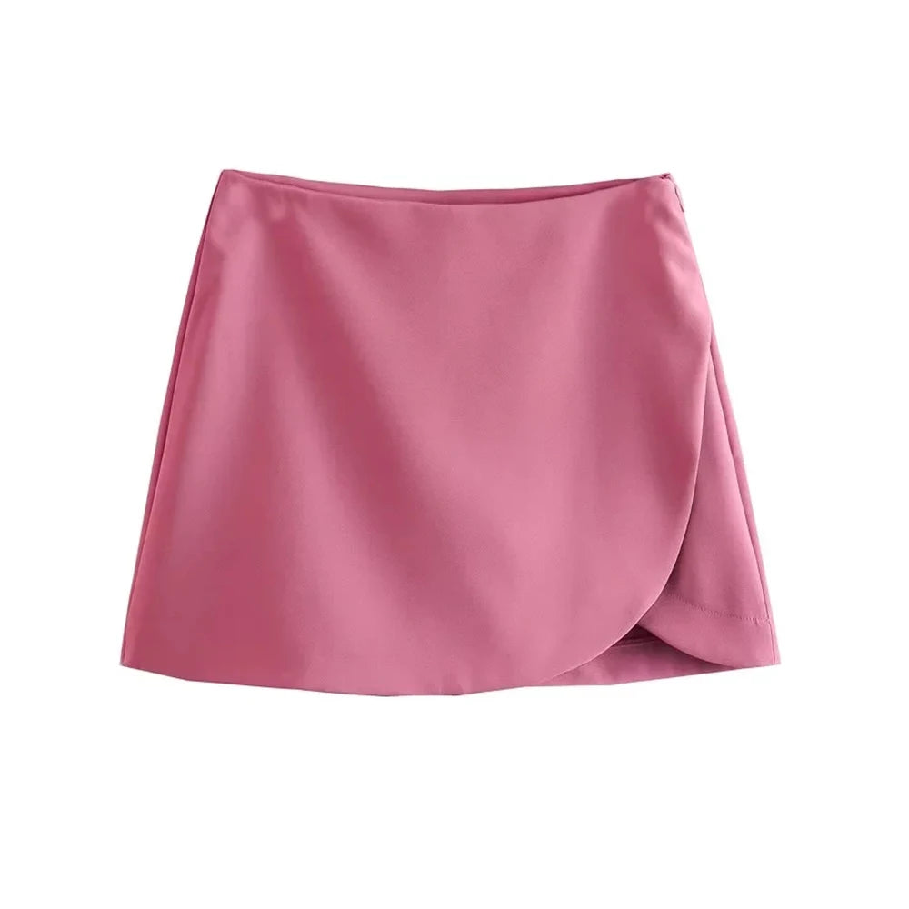 Women Fashion Pareo Style Shorts Skirts Vintage High Waist Side Zipper Female Skort Mujer.