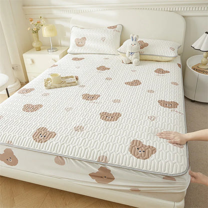 Cartoon Cute Pattern Cooling Fitted Sheet Single Natural latex fabric Soft cushion for Bedding Slow rebound Non-Slip Mattress
