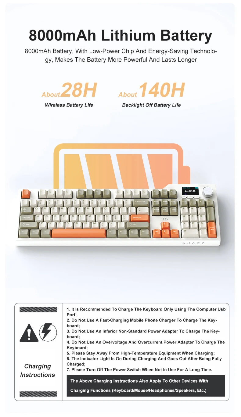 NEW Ajazz AK35I V3 MAX Tri-mode Wired Bluetooth Wireless Gaming Keyboard Gasket Full Key Hot Swap 104 Keys Customized Keyboard