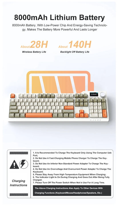 NEW Ajazz AK35I V3 MAX Tri-mode Wired Bluetooth Wireless Gaming Keyboard Gasket Full Key Hot Swap 104 Keys Customized Keyboard