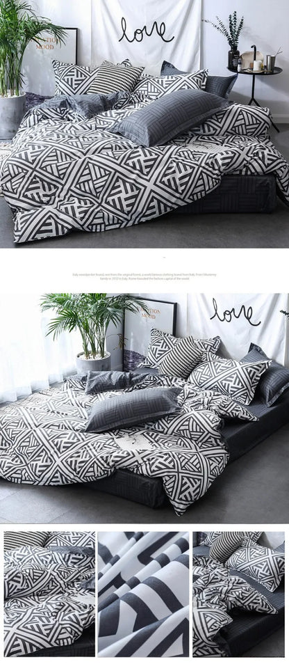 3pcs Couple Duvet Cover with Pillow Case Nordic Comforter Bedding Set Quilt Cover Queen/King Double or Single Bed.