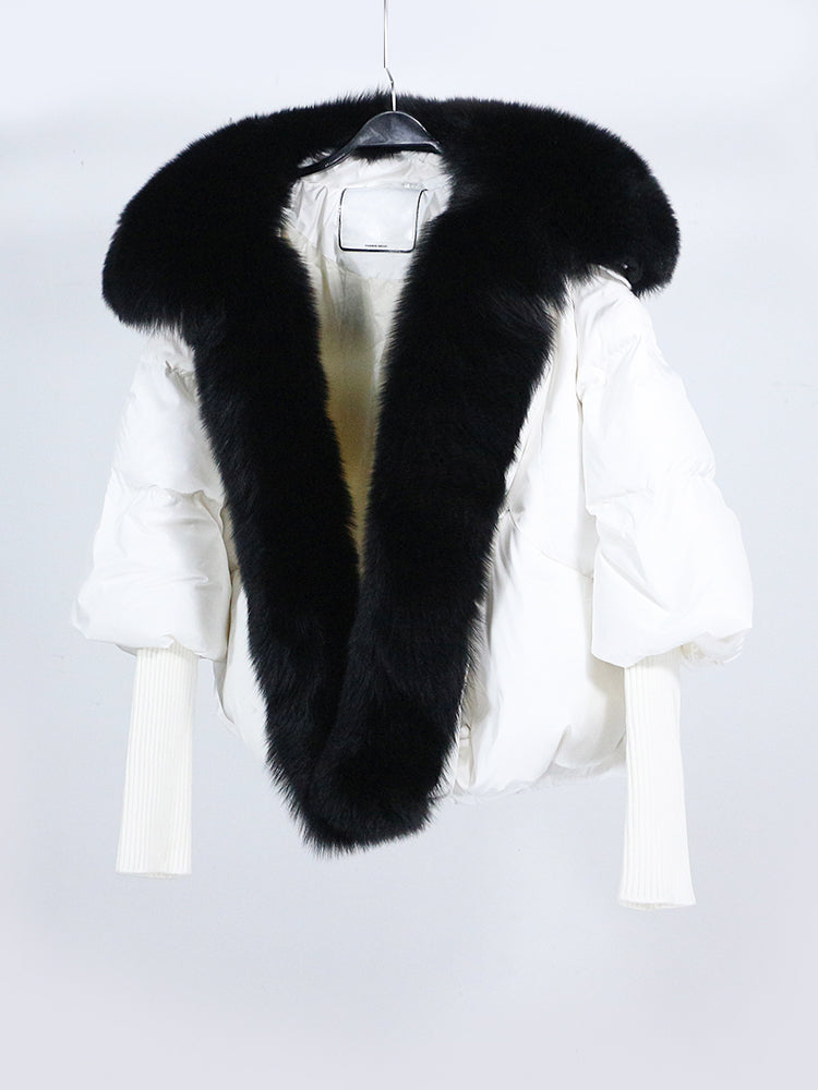 Lose Natürliche Echt Fox Pelz Kragen Mantel Dicke Neue Europäische Mode Weiße Ente Unten Jacke Winter Frauen Warme Luxus Oberbekleidung