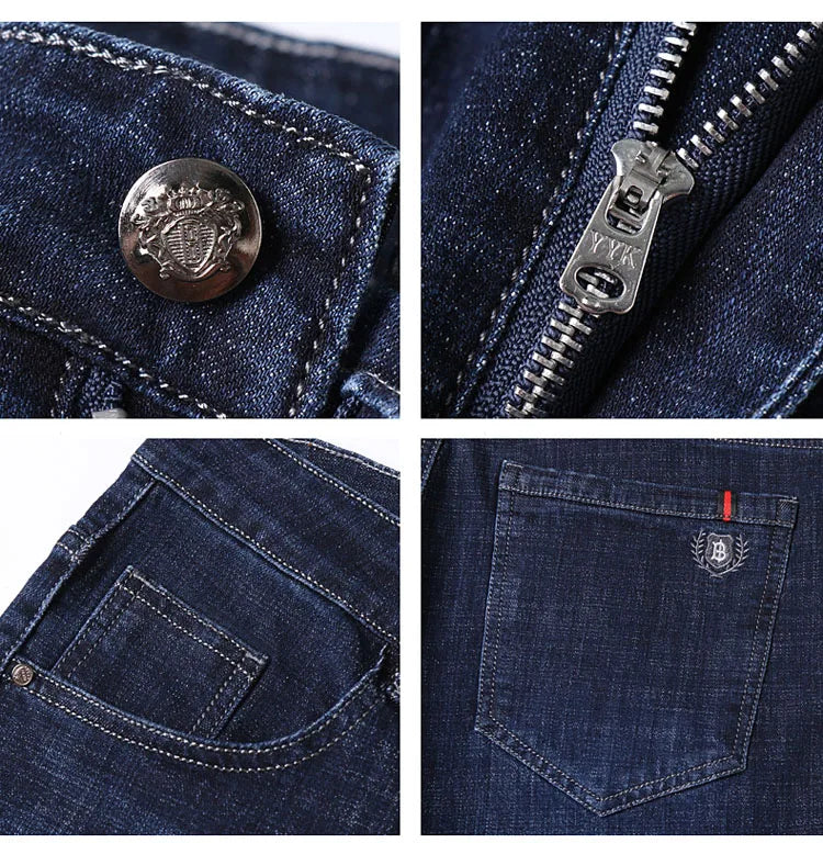 Male  All-match Brand Trousers Four Season Men's High Quality Jeans  Business Casual High Waist Denim Pants Simplicity Cool.