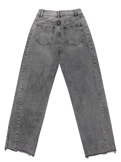 High Waist Wide Leg Denim Jeans Women's Spring 2025 Design Sensation Elegant No Stretch Comfortable Fit Female Fashionable.