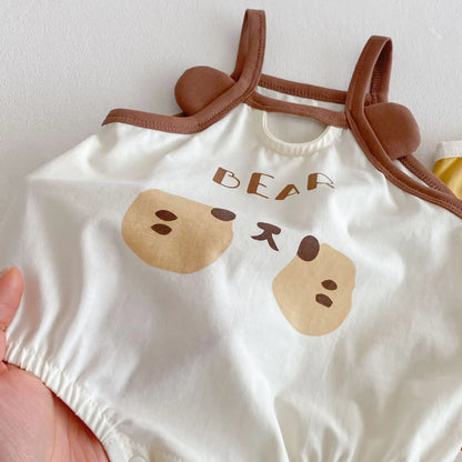 0–2 Jahre Baby-Strampler aus Baumwolle mit Tier-Cartoon-Motiv – bezaubernde Enten- und Bären-Designs – weich und bequem für Babykleidung