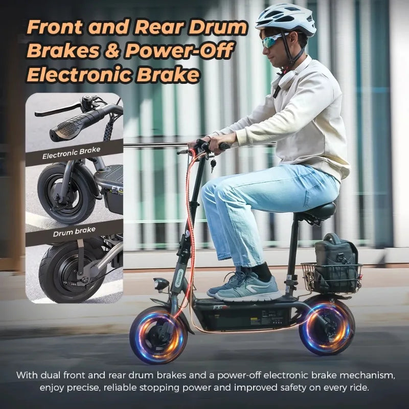 ISCOOTER F3 Electric scooter 1000W motor 48V13AH battery foldable electric scooter, adult electric scooter with seat 45 km/h.