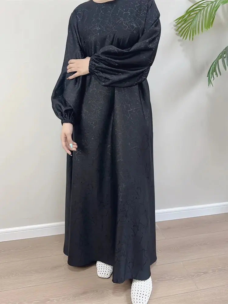 Ramadan Eid Satin Dubai Long Modest Dress Abaya Damen Islam Muslim Kaftan African Dresses For Women Kebaya Robe Femme Musulmane.