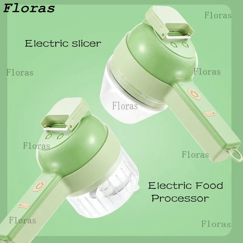 Electric Vegetable Cutter Set Handheld Wireless Electric Garlic Masher Food Chopper Meat Grinder Machine Food Peel Slice.