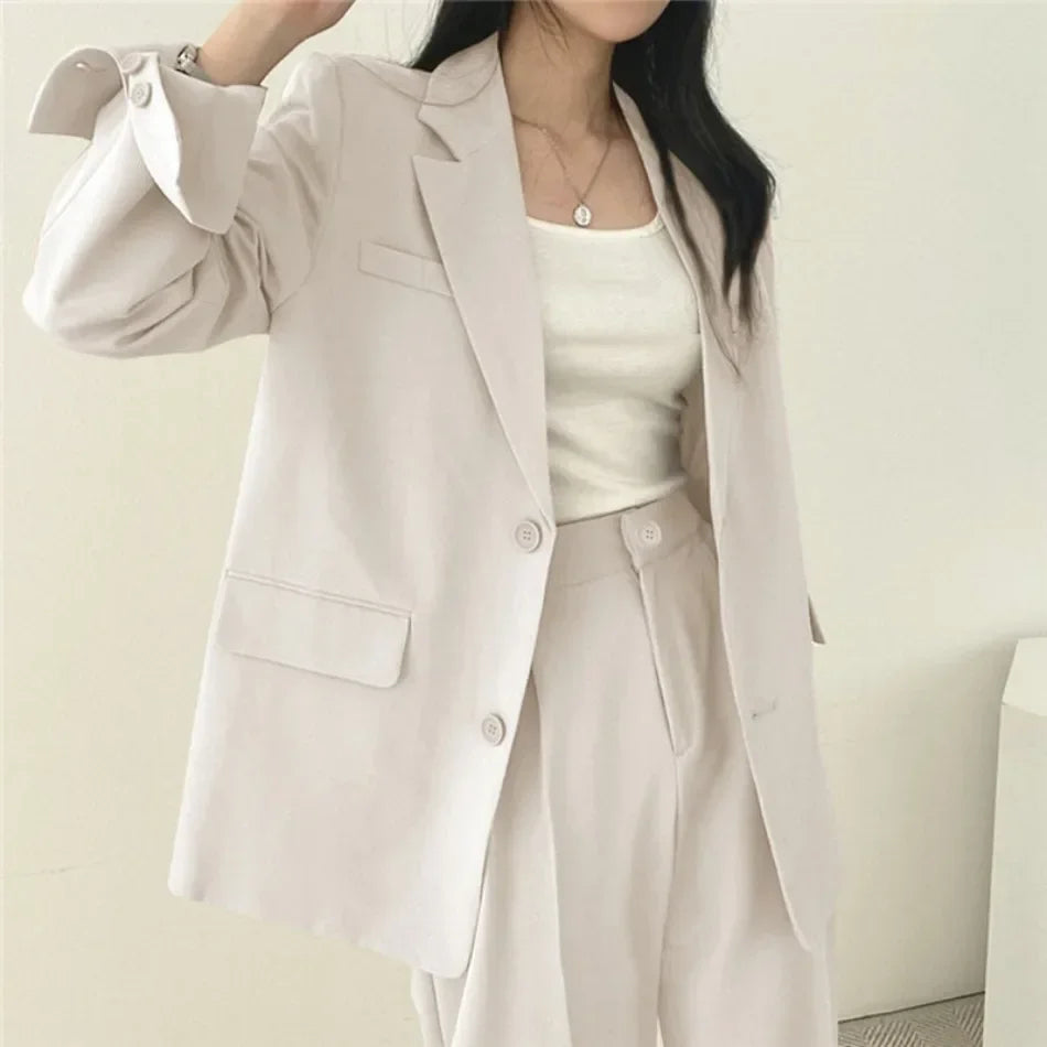Mode 2-teilige Sets Damen Outfits Frühling Herbst Neu in Koreanische Hosen Sets Pendler Eleganter Anzug Mantel 2-teilige Sets Damen Jacke