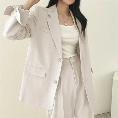Mode 2-teilige Sets Damen Outfits Frühling Herbst Neu in Koreanische Hosen Sets Pendler Eleganter Anzug Mantel 2-teilige Sets Damen Jacke