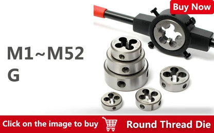 LOCO Rohrgewindeform, metrische runde Matrizen, G-Schneidwerkzeug für die rechte Hand, legierter Stahl, G1/16 G1/8 G1/4 G3/8 G1/2 G5/8 G3/4 G7/8 G1''