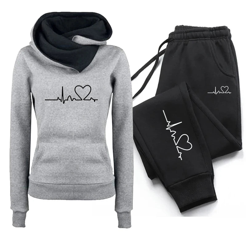 Women's Tracksuit Female Pullover Hoodies Jogging Pants Sweatshirt Sports Suit Two Piece Set Women Clothing Winter Warm Outfits.