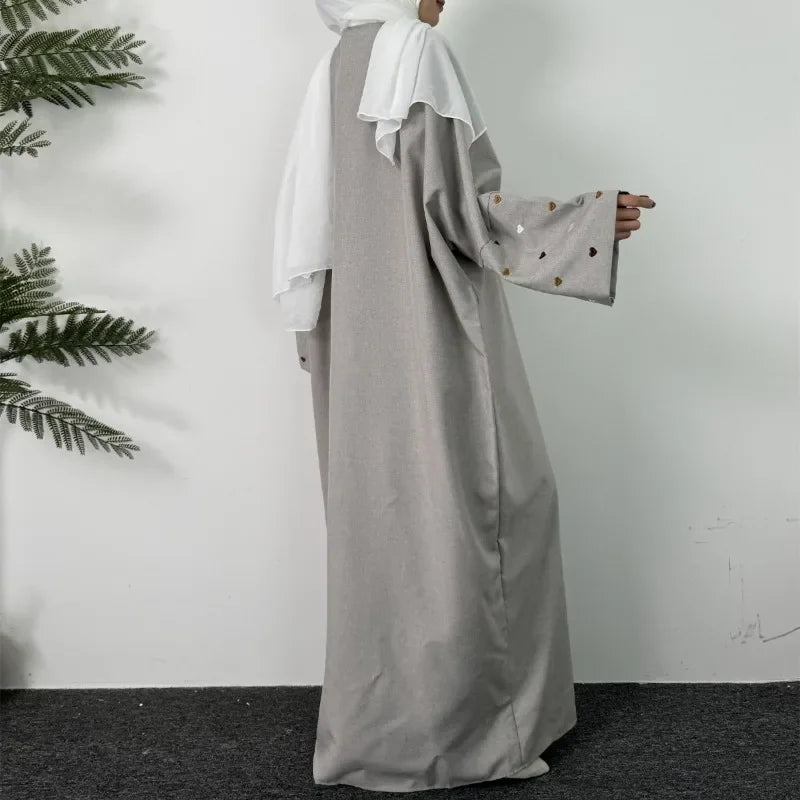Open Front Abaya Long Sleeve Maxi Length Dress Womens Clothing Muslim Cardigan Abayas Embroidery Out Kaftans Women Jilbabs.