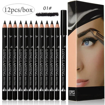 6/12Pcs Eye Brow Pencil Waterproof Professional Women Eye Makeup Pen Easy Color Natural Black Cosmetic Beauty Eyebrow Tool