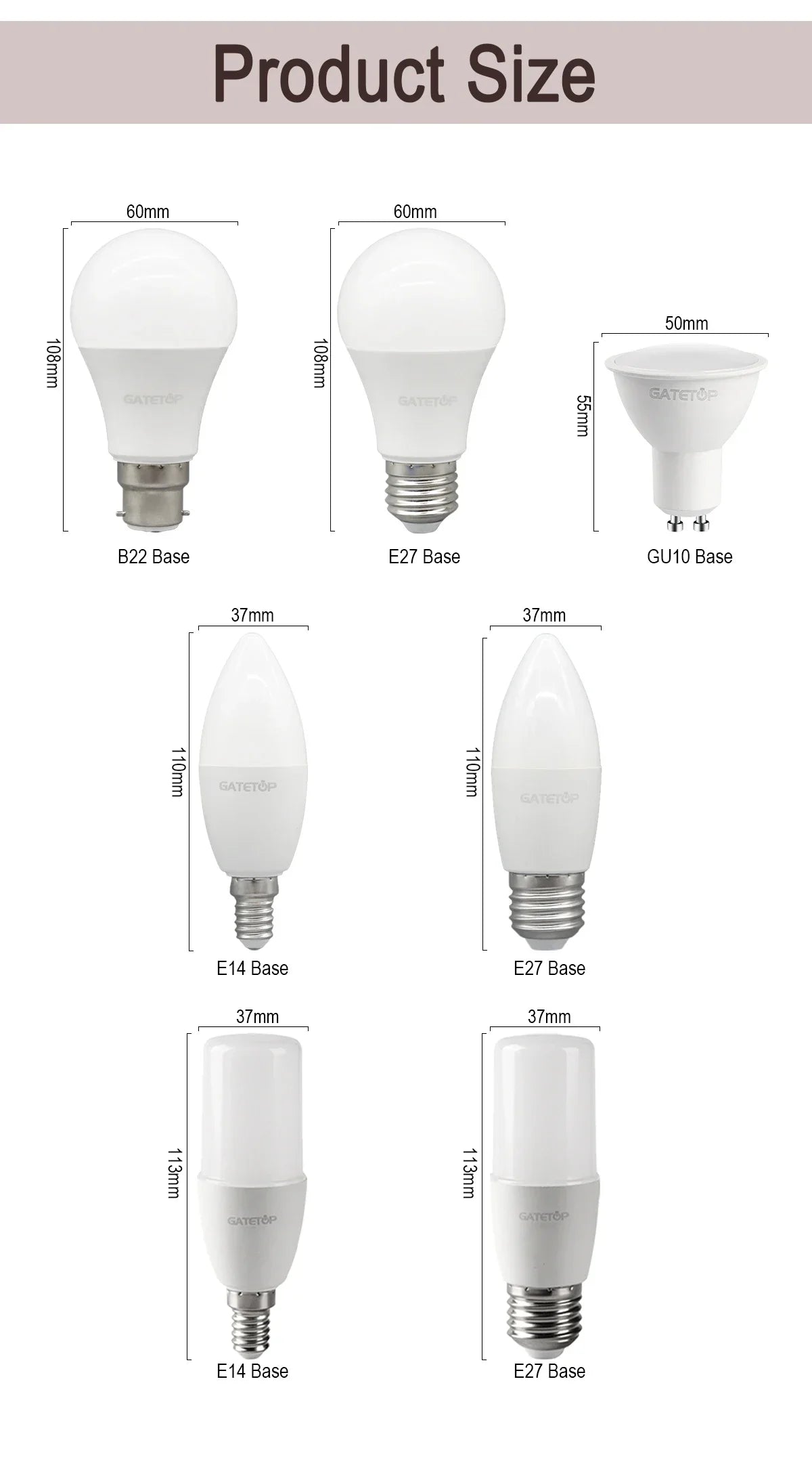 8PCS Led-lampe E27 B22 E14 220V GU10 Spot Licht 9W LED Glühlampe Retro Edison Vintage lampe AC 220V 110V Glas Lampen für Zuhause.