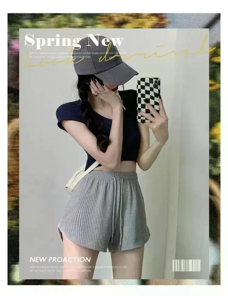 Women Gym Fitness Running Shorts Women's Summer Thin Style Loose Casual Large Size Wide Leg High Waist A-word Sports Hot Pants.