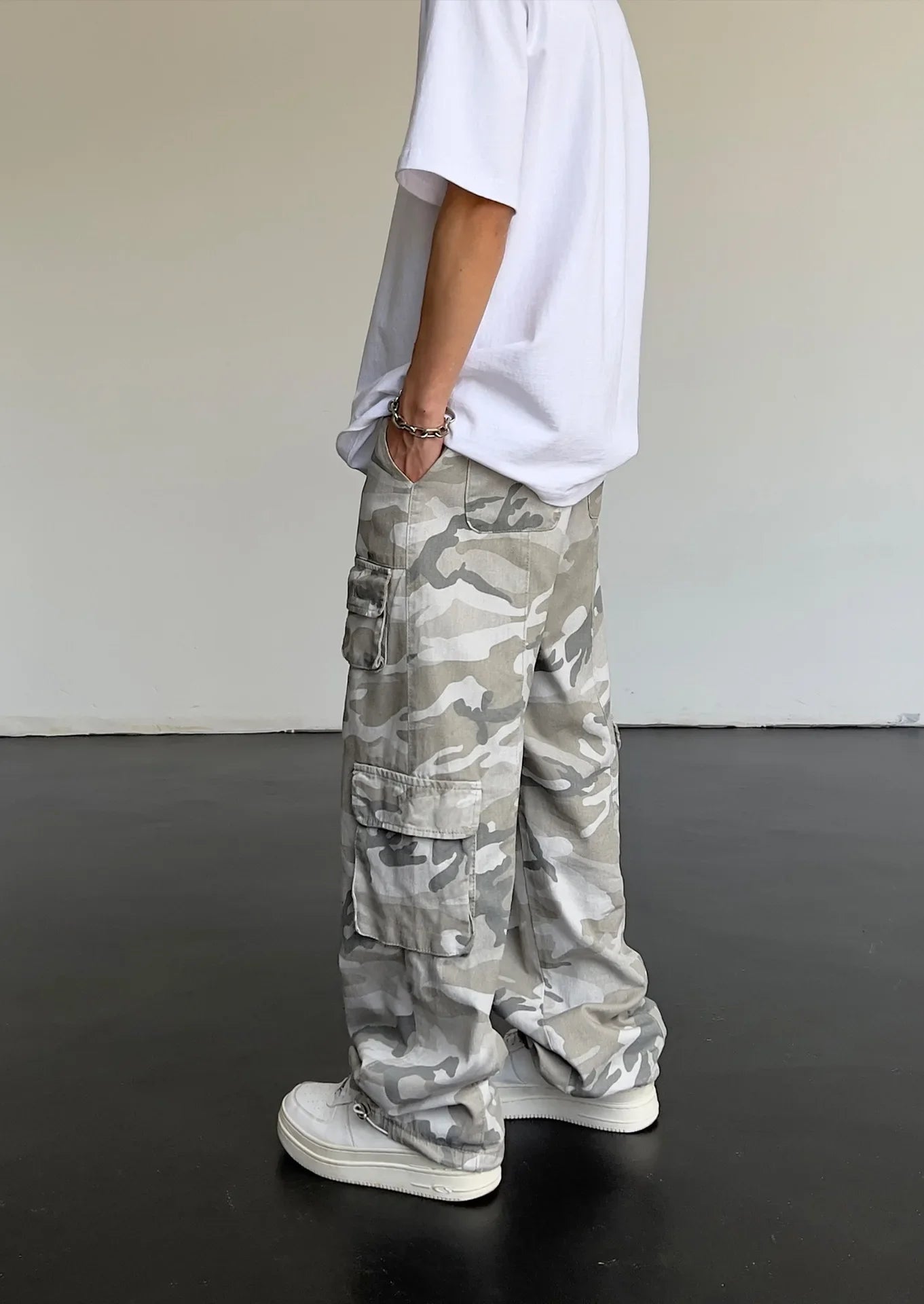Vintage Amerikanischen Stil Camouflage Hosen männer Lose Gerade Bein Cargo Hosen Casual Hosen Hip Hop Streetwear Waschen.
