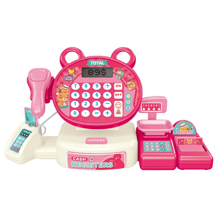 Children's Play Home Simulation Supermarket Cashier Cartoon Frog Shopping Computer with Sound Effects Girl Toys.